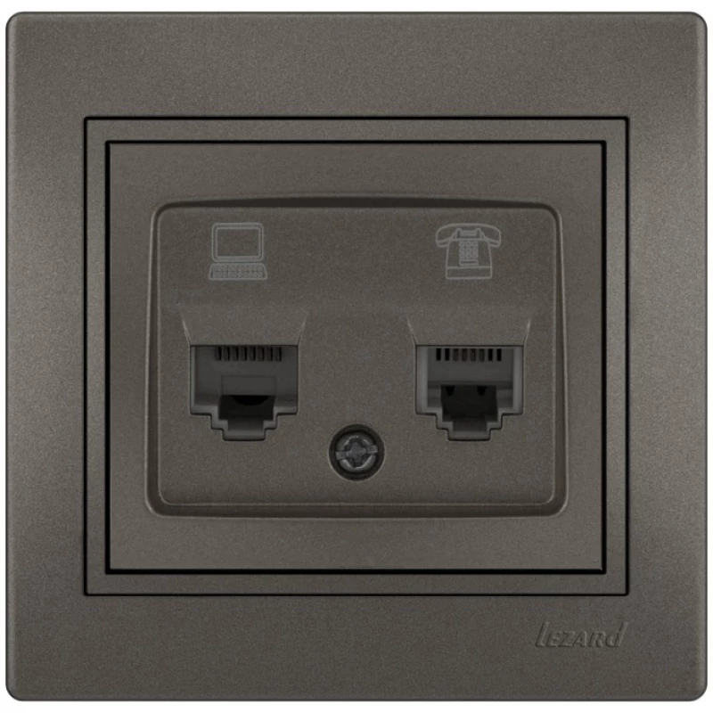 Lezard Πρίζα RJ11+RJ45 Cat 6 Ανθρακί Mira (Πλήρης) 701.4141144