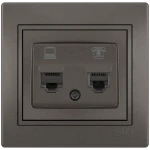 Lezard Πρίζα RJ11+RJ45 Cat 6 Ανθρακί Mira (Πλήρης) 701.4141144