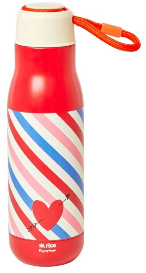 Rice Ανοξείδωτο Μπουκάλι - Θερμός 500 ml 'Candy Stripes' Κόκκινο SΤΒΟΤ-CΑS