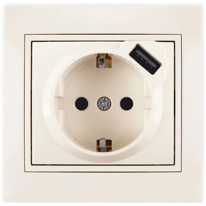 Lezard Πρίζα Σούκο + USB (σε αναμονή) Κρεμ Mira (Πλήρης) 701.0303181B