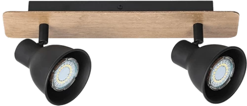 RIKO SPOT 2xGU10 WOOD/BLACK