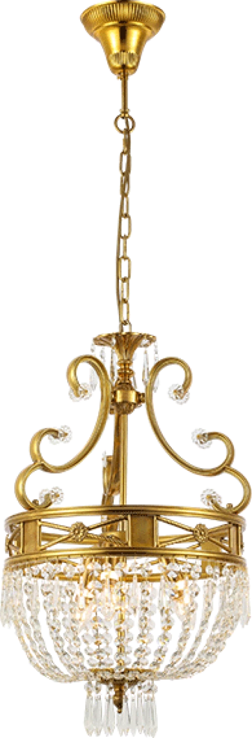 FREDERICK CHANDELIER 3XE14 BRASS/CRYSTALS