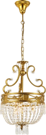 FREDERICK CHANDELIER 3XE14 BRASS/CRYSTALS