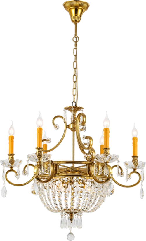 GEORGE CHANDELIER 9XE14 BRASS/CRYSTALS