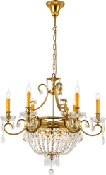 GEORGE CHANDELIER 9XE14 BRASS/CRYSTALS