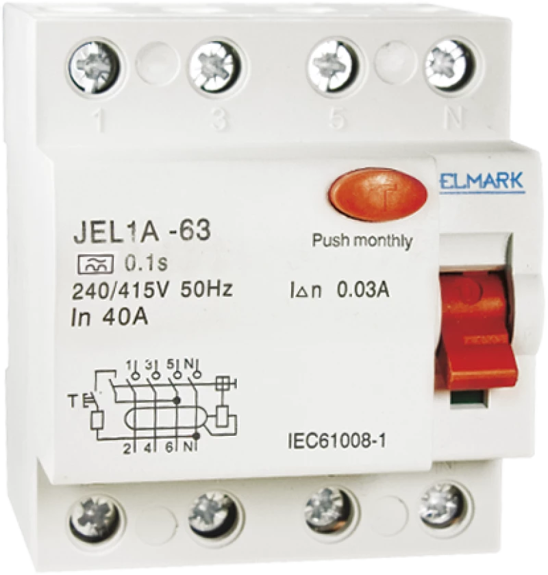 RESIDUAL CURRENT DEVICE JEL1A 6kA 4P 25A/30mA
