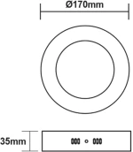 ΛΕΥΚΟ ΣΤΡΟΓΓΥΛΟ LED ΠΑΝΕΛ ΟΡΟΦΗΣ 12W 3000K 1040Lm Φ160mm 230V AC Ra80
