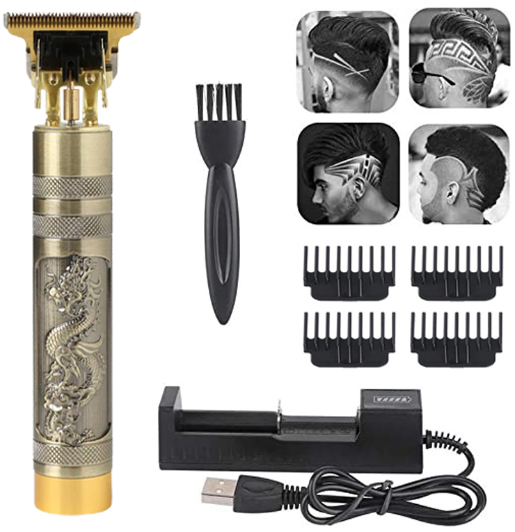 Επαγγελματική Επαναφορτιζόμενη Κουρευτική Μηχανή Χρυσή  Kemei Vintage T9