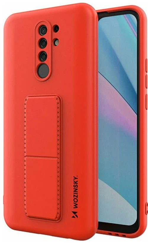 Wozinsky Kickstand θήκη Xiaomi Redmi 9 εύκαμπτη θήκη σιλικόνης με βάση Stand χρώματος Κόκκινο