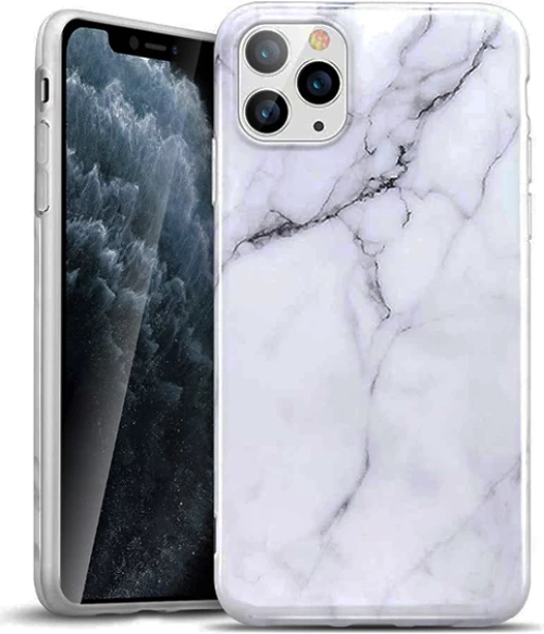 Θήκη Σιλικόνης Marble iPhone 11 Pro Max Χρώματος Λευκό