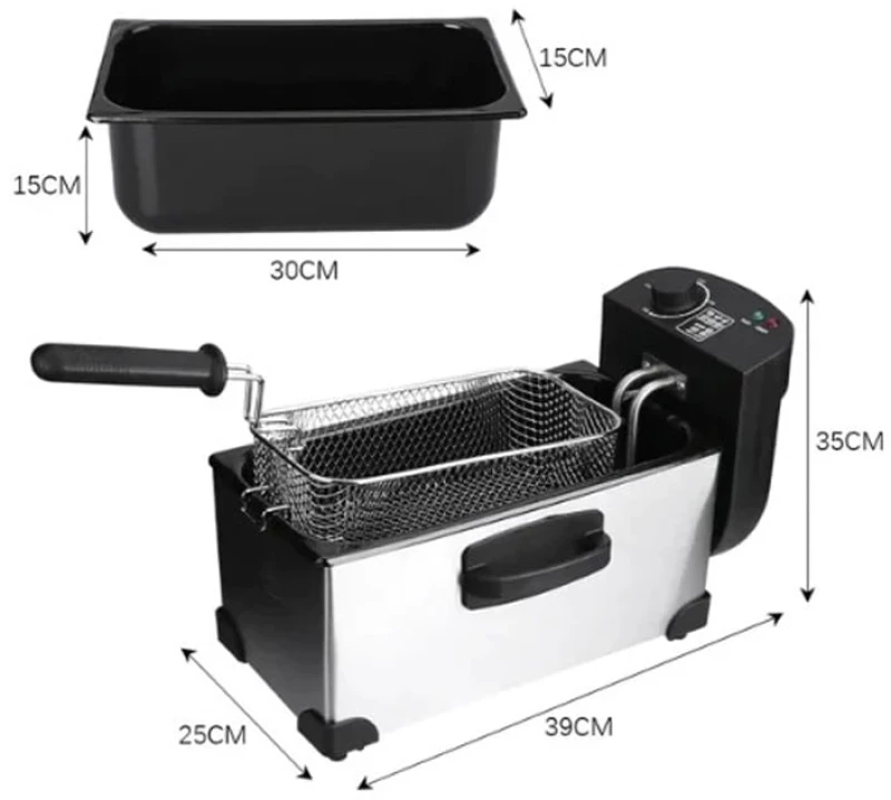 RAF Φριτέζα λαδιού inox 2000W 3.0L R.5299 - Deep Fryer 92011