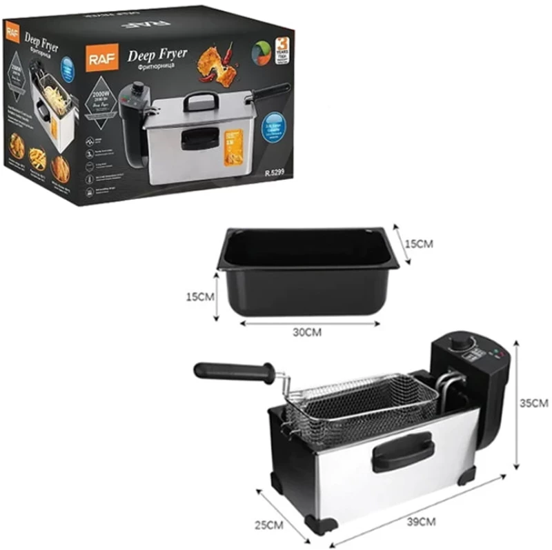 RAF Φριτέζα λαδιού inox 2000W 3.0L R.5299 - Deep Fryer 92011