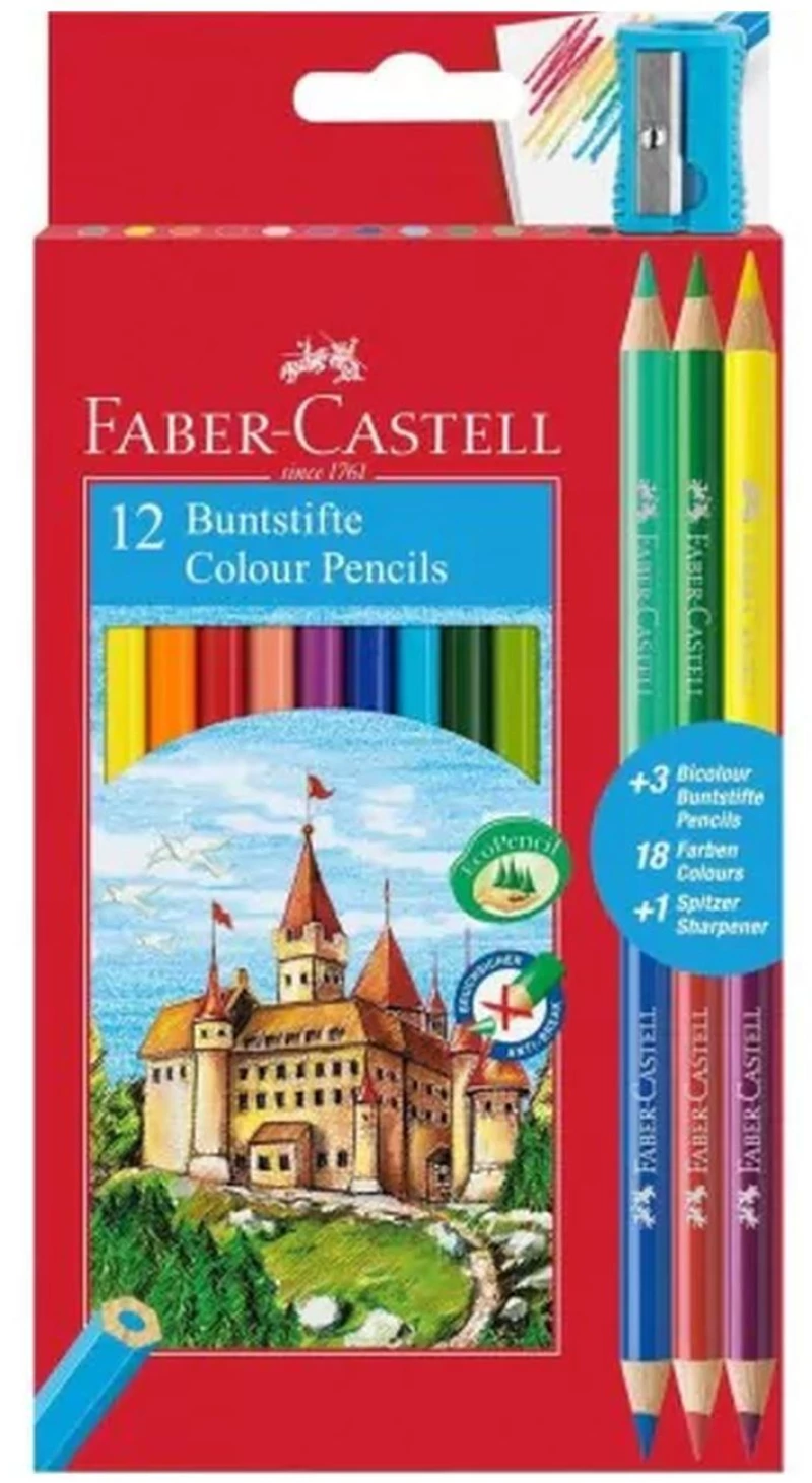 Ξυλομπογιά Faber Castell 12τμχ. με Δώρο Ξύστρα 110312