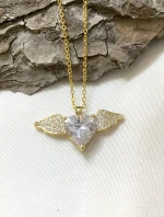 ΜΕΝΤΑΓΙΟΝ HEART WINGS ΜΕ STRASS ΧΡΥΣΟ JLN35049 MONDE