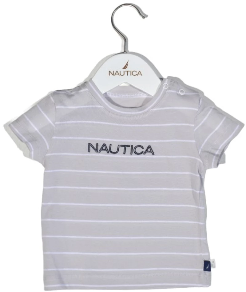 Nautica Des.15 T-Shirt  Jersey Organic Γκρι Ριγέ 68cm  3-6m