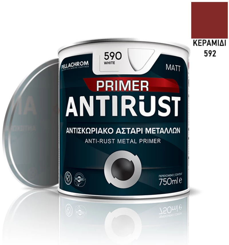 Αντισκωριακό αλκυδικό αστάρι μετάλλου ANTIRUST 750ml - Κεραμιδί 592