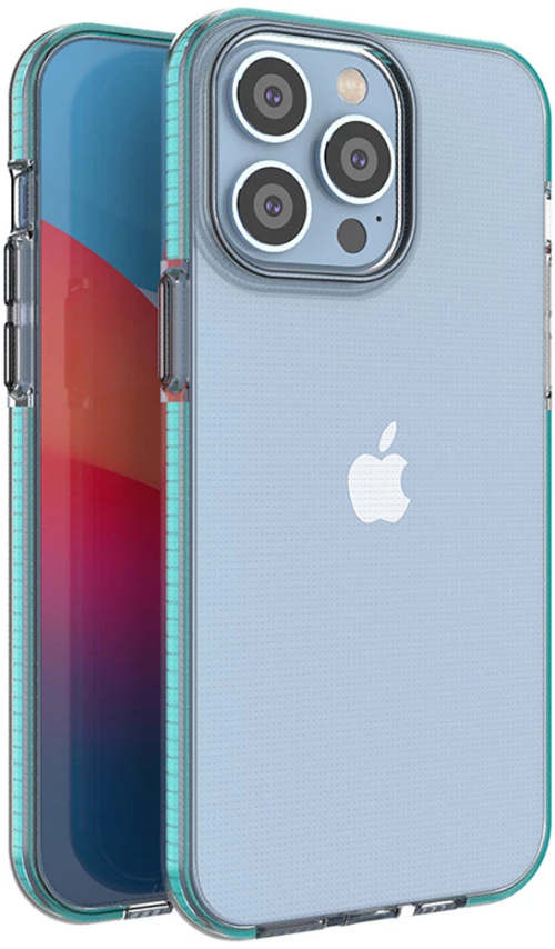 Spring Case for iPhone 14 Pro Max silicone cover with frame light blue