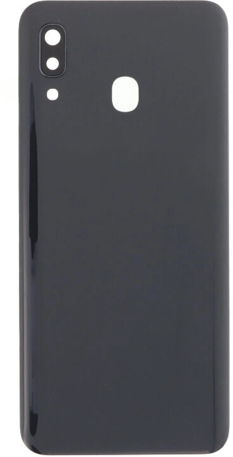 Battery Door + Battery Door Adhesive + Back Camera Lens and Bezel for Samsung Galaxy A30 Black