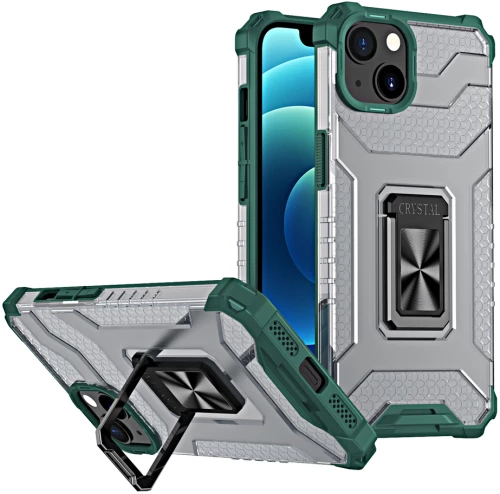 Crystal Ring Case Kickstand Tough Rugged Cover for iPhone 13 green