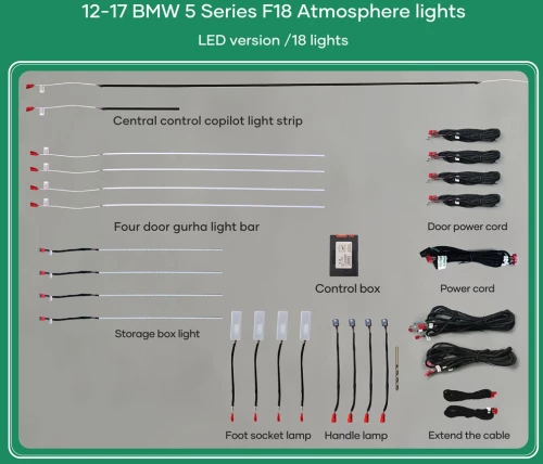 Digital iQ Ambient Light BMW S.5 (F10-F11) mod. 2012-2017, 18 Lights, 11 Colors DIQ_ALS5_18