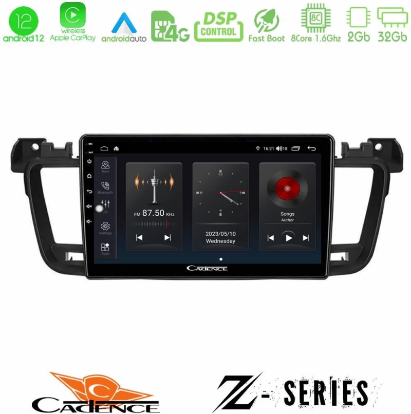 Cadence Z Series Peugeot 508 2010-2018 8core Android12 2+32GB Navigation Multimedia Tablet 9" U-Z-PG0704