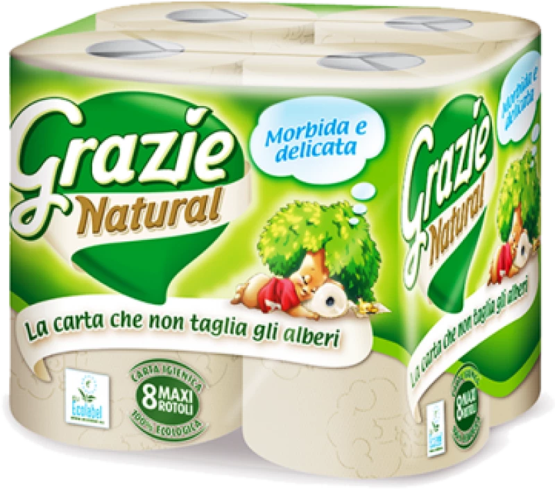 Χαρτί Τουαλέτας Μaxi δίφυλλο 8 ρολλά, Grazie Natural Lucart 2763