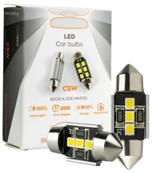 Cartech ΛΑΜΠΑ LED 3PCS SMD WHITE COLOR (6000K) T10X39MM 33767