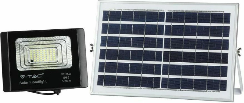 V-TAC LED Ηλιακός Προβολέας 12W Μαύρος Φως Ημέρας 8573