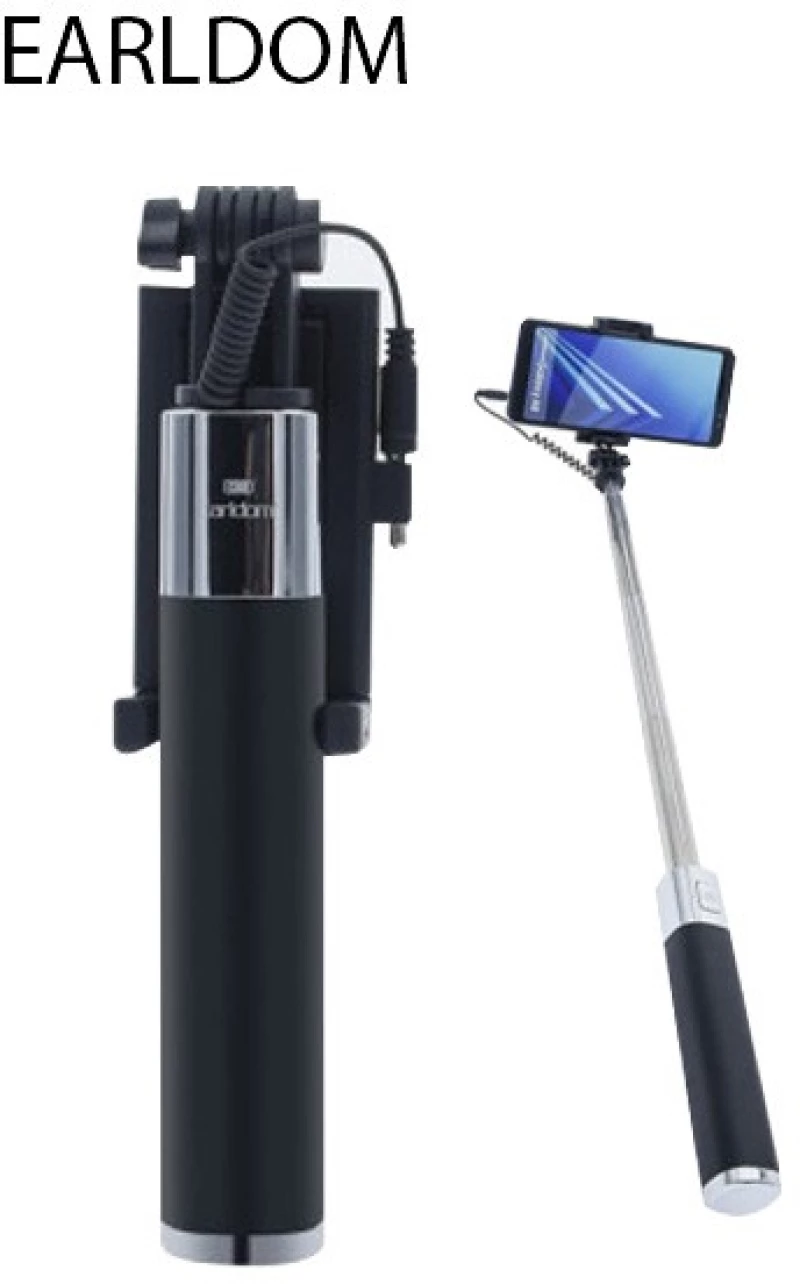 Selfie Stick MONOPOD EARLDOM WITH LIGHTNING CABLE  78CM BLACK ET-ZP13