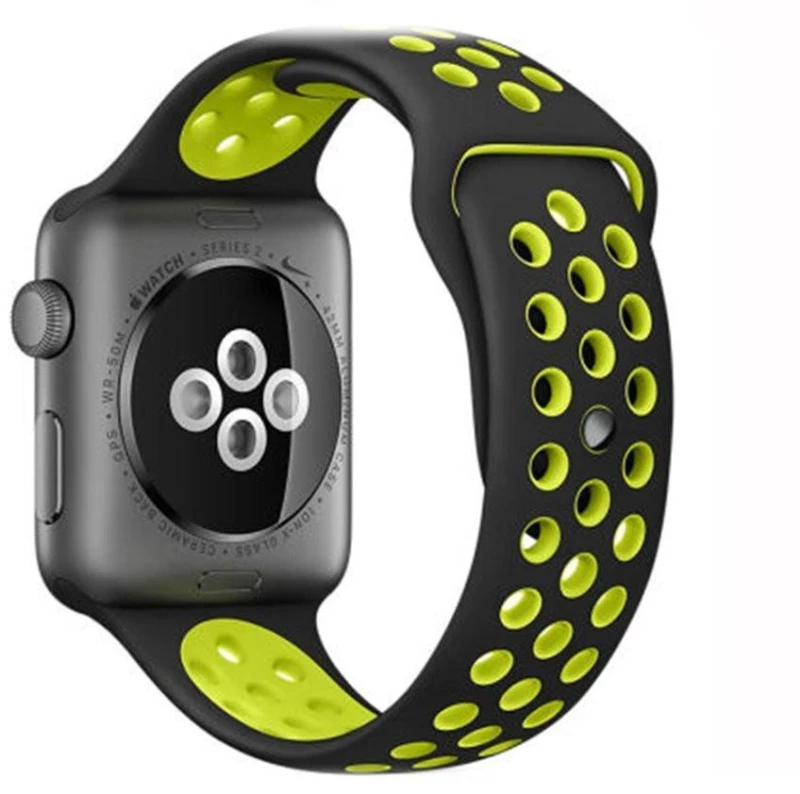 OEM SILICONE BAND FOR APPLE WATCH 42-44-45MM (BLACK/GREEN) 111.0285