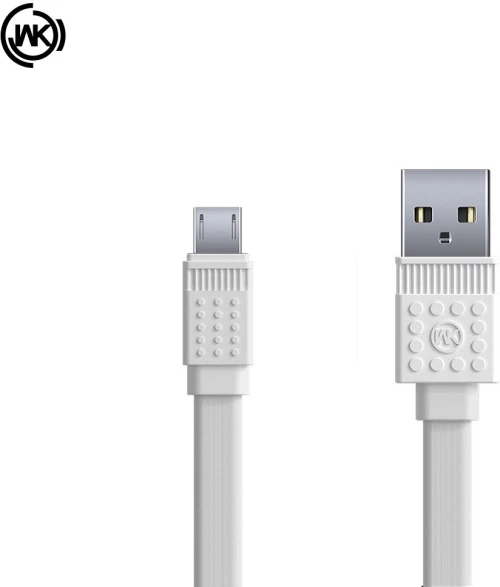 WK Braided USB to Micro USB Cable Λευκό 1m FAST CHARGING WDC-070m