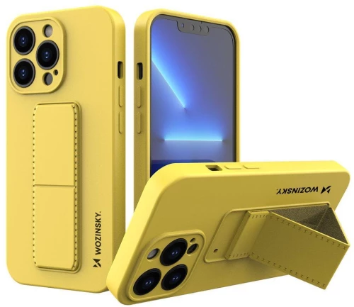 Wozinsky Kickstand Case silicone case with stand for iPhone 13 mini yellow