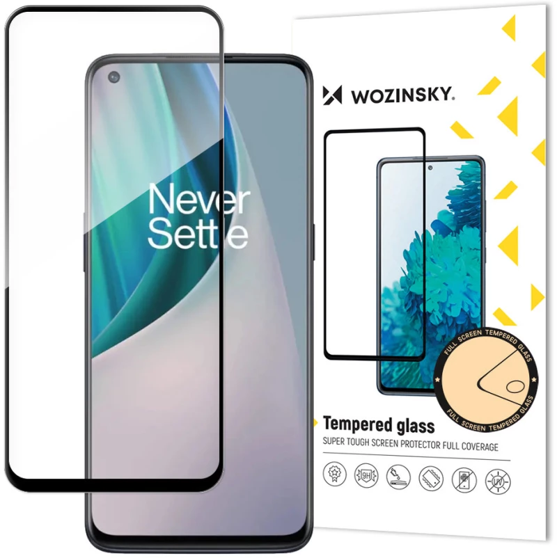 Wozinsky Super Tough Full Glue Tempered Glass Full Screen With Frame Case Friendly OnePlus Nord N10 5G Black