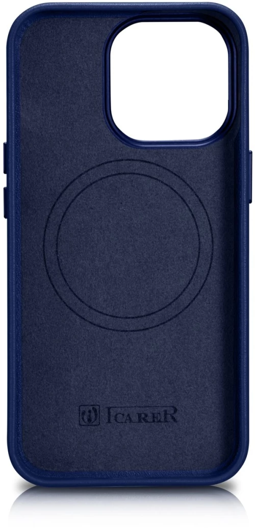 iCarer Case Leather Cover Genuine Leather Case for iPhone 14 Pro Max blue (WMI14220708-BU) (MagSafe compatible)