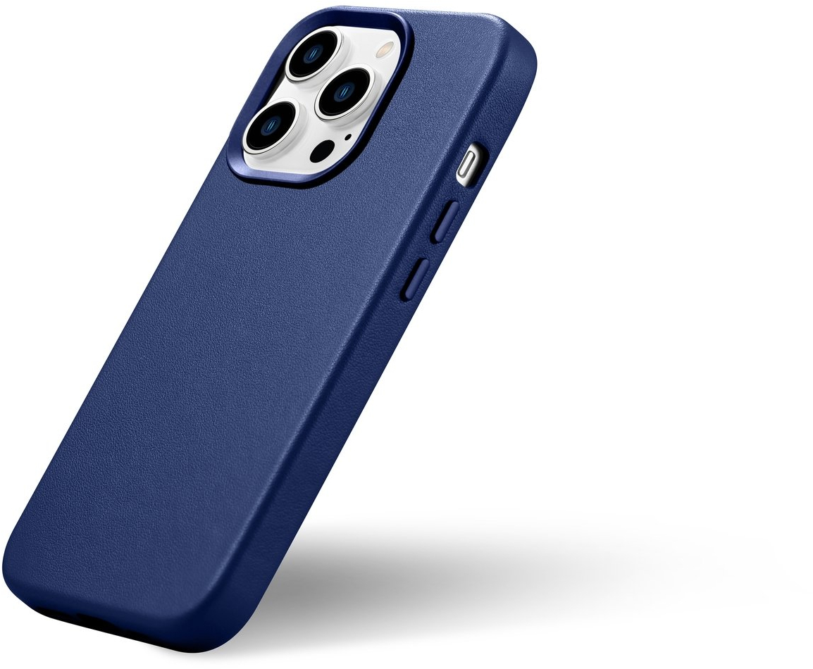 iCarer Case Leather Cover Genuine Leather Case for iPhone 14 Pro Max blue (WMI14220708-BU) (MagSafe compatible)
