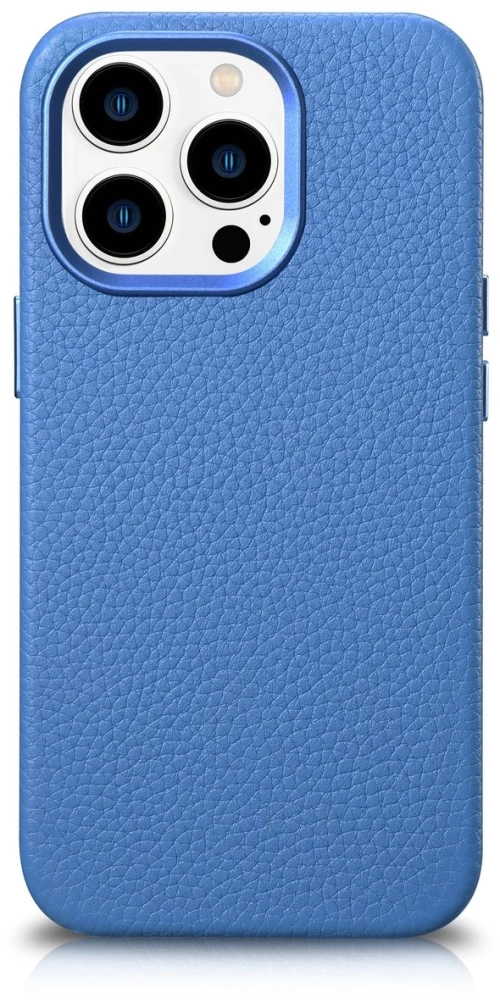 iCarer Litchi Premium Leather Case iPhone 14 Pro Magnetic Leather Case with MagSafe Light Blue (WMI14220710-LB)
