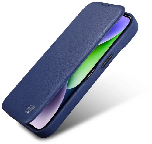iCarer CE Premium Leather Folio Case iPhone 14 Pro Max Magnetic Flip Leather Folio Case MagSafe Blue (WMI14220716-BU)