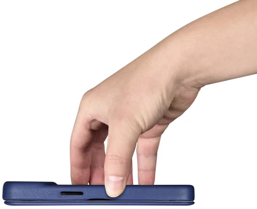 iCarer CE Premium Leather Folio Case iPhone 14 Pro Max Magnetic Flip Leather Folio Case MagSafe Blue (WMI14220716-BU)