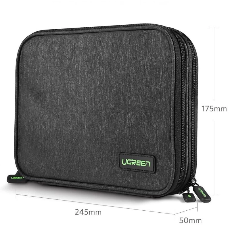 Ugreen case hard disk box HDD SSD phone cables accessories 24.5 x 17.5 x 5 cm gray (50147 LP149)