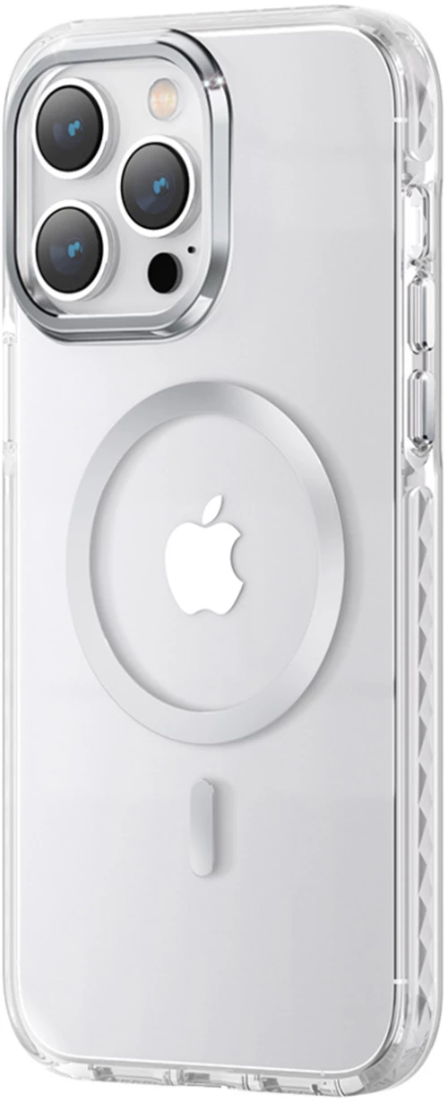 Kingxbar PQY Ice Crystal Series magnetic case for iPhone 14 Plus MagSafe silver