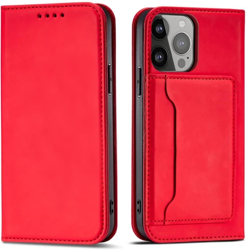 Magnet Card Case for Samsung Galaxy S23 Ultra flip cover wallet stand red