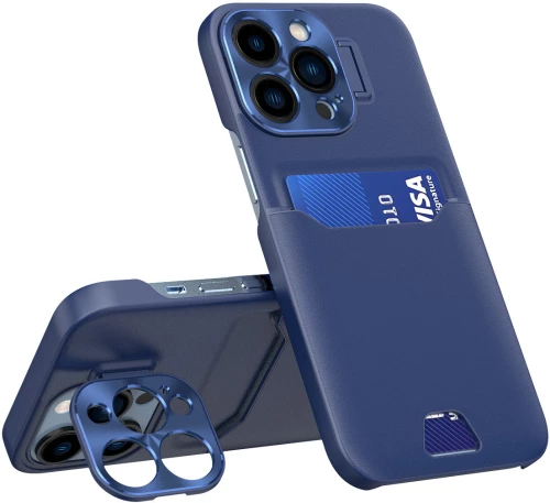 Leather Stand Case for Samsung Galaxy S23 Ultra cover card wallet with stand blue