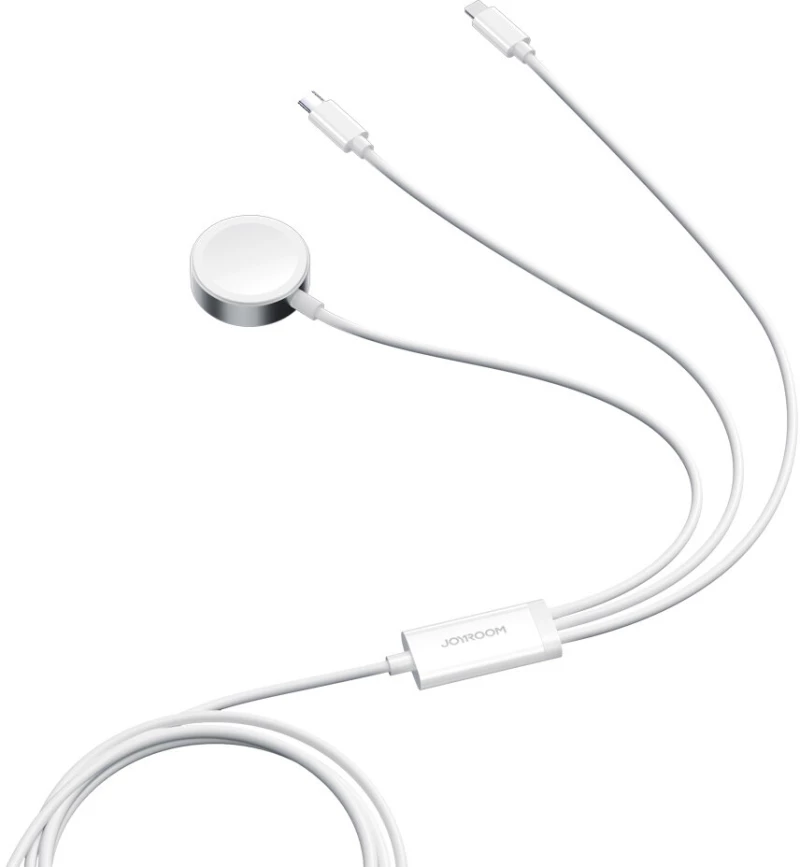 Joyroom S-IW008 3-in-1 cable magnetic charger USB-A - Lightning/USB-C 1.2m - white