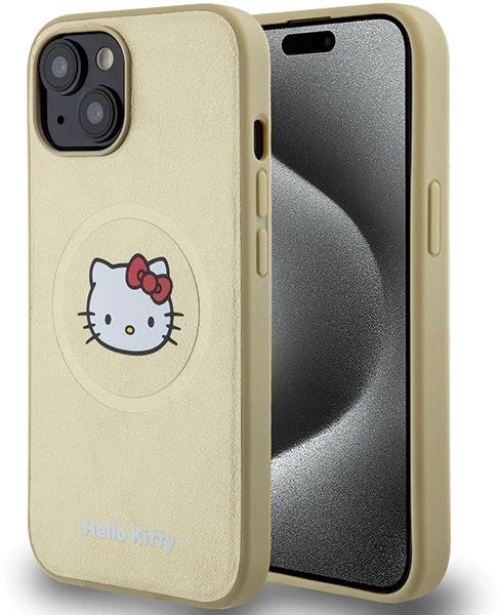 Hello Kitty Leather Kitty Head MagSafe case for iPhone 15 - gold