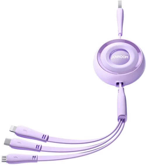 Joyroom S-A40 Colorful Series 3in1 retractable cable USB-A to USB-C / Lightning / microUSB 1m - purple