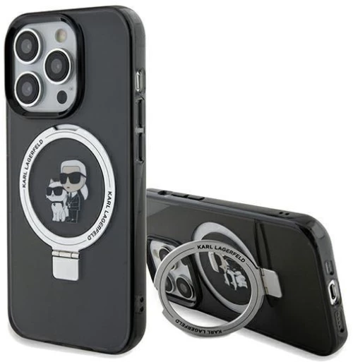 Karl Lagerfeld Ring Stand Karl&Choupette MagSafe case for iPhone 14 Pro - black