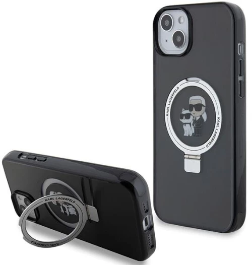 Karl Lagerfeld Ring Stand Karl&Choupette MagSafe case for iPhone 14 / 15 / 13 - black