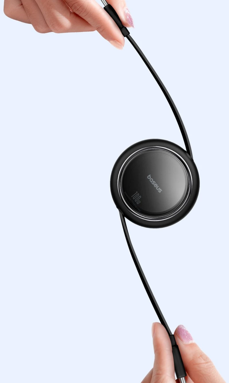 Baseus Free2Draw Mini USB-C - USB-C 100W 1m retractable cable - black