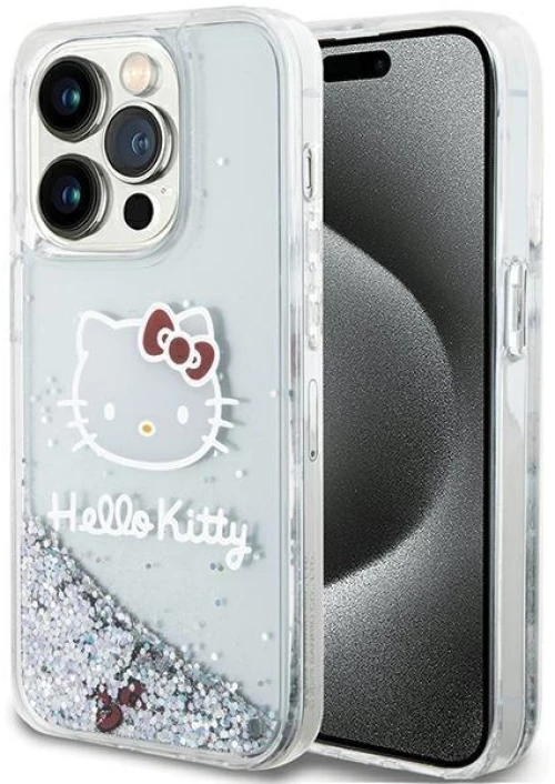 Hello Kitty Liquid Glitter Charms Kitty Head case for iPhone 13 Pro Max - silver