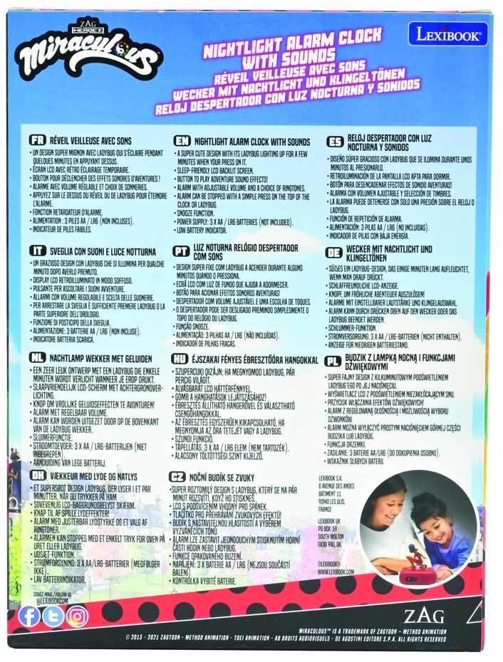 Lexibook - Miraculous Light Character Radio Alarm Clock (RL800MI) / Toys